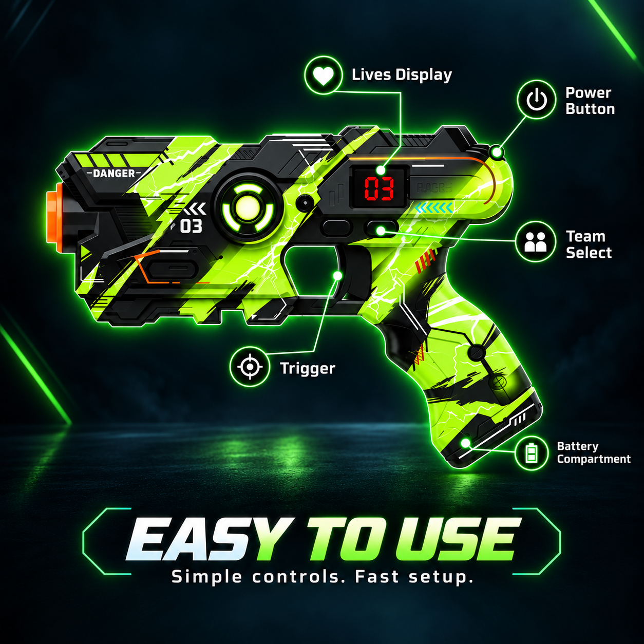 NEON BEAM Laser Tag Specs